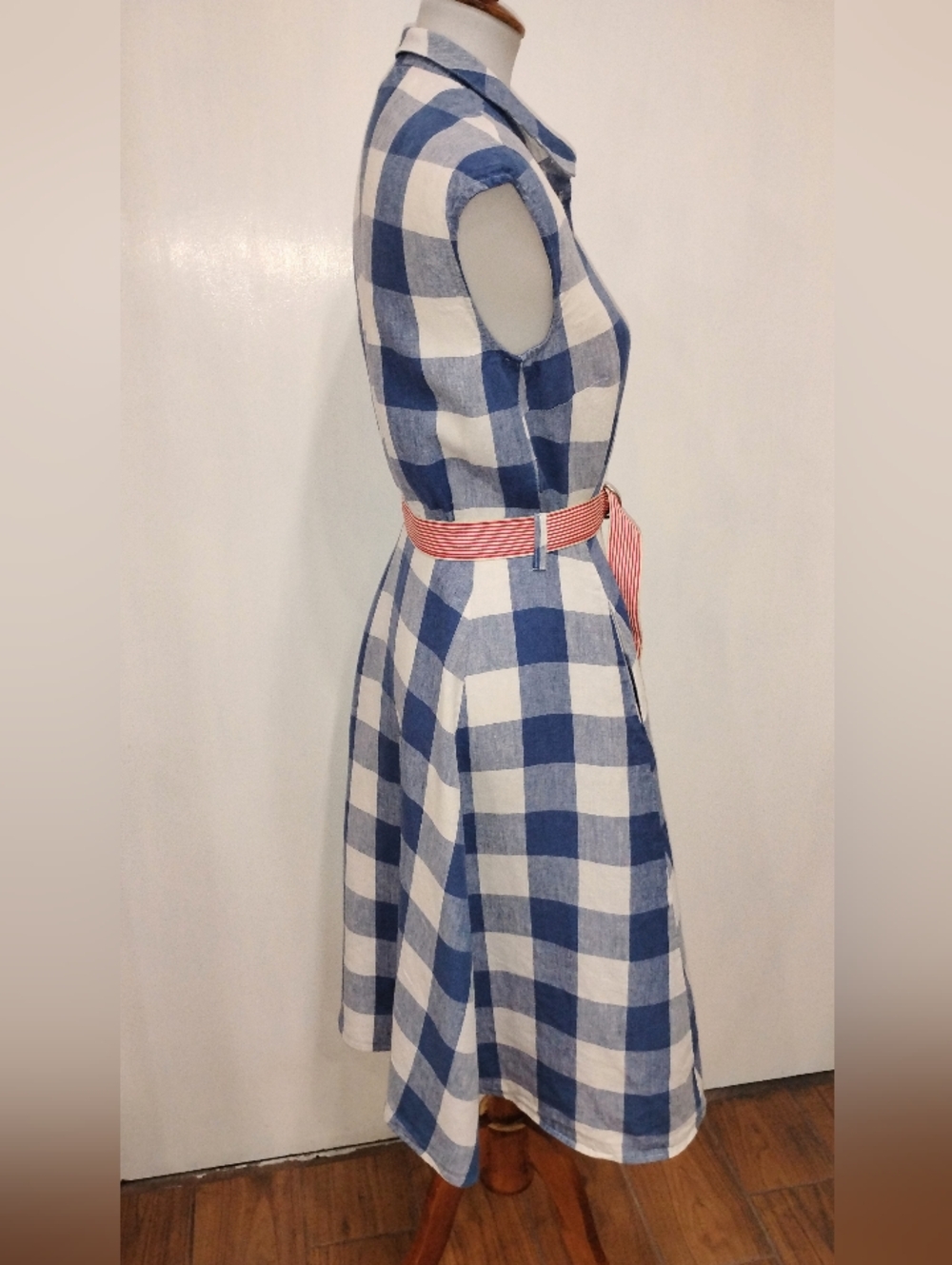 LINEN GINGHAM SUMMER DRESS - Picture 7 of 10